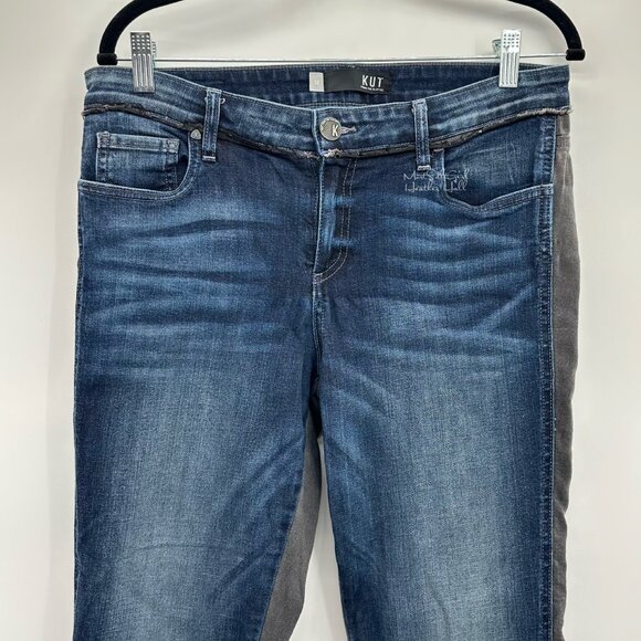 Kut from the Kloth Connie Ankle Skinny Jeans Two-Toned Raw Hem Size 10 - Picture 3 of 7